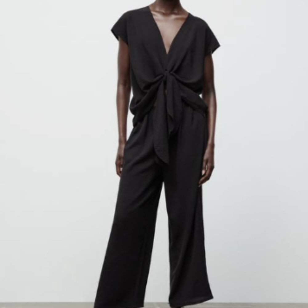 Zara cropped flowy black pants